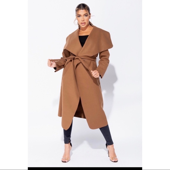 New Arrival!!! Oversized Belted Waterfall Coat - Picture 3 of 10